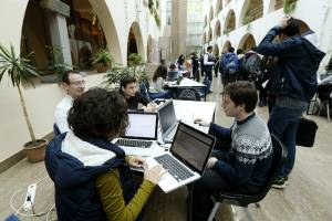 Mayor Taron Margaryan watches the Hackathon “Smart city” organized in Yerevan City Hall